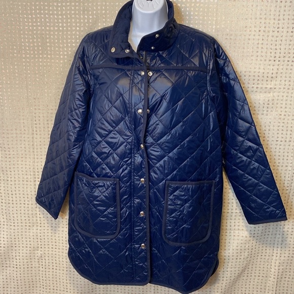 LOFT Navy Blue Lightweight Quilted Parka Jacket - Picture 11 of 11